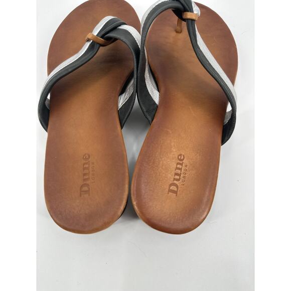 Dune London Women's Jannys Black Leather Sandal Flip Flop Size 37/ US 7 - Picture 4 of 6